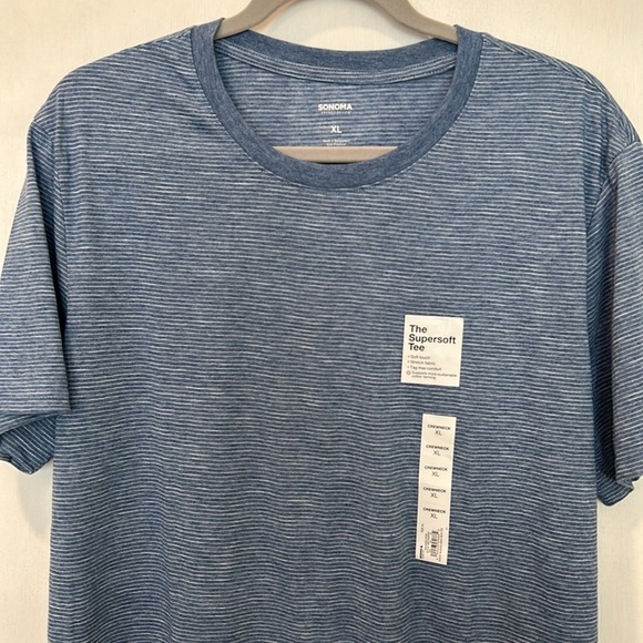 SONOMA 2 BUNDLE TEES MEN SIZE XL GRAY BLUE LINES NEW - Picture 4 of 11
